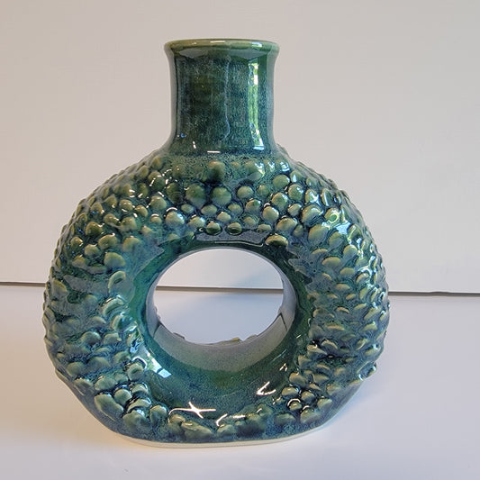 Green/blue dragon scale donut vase