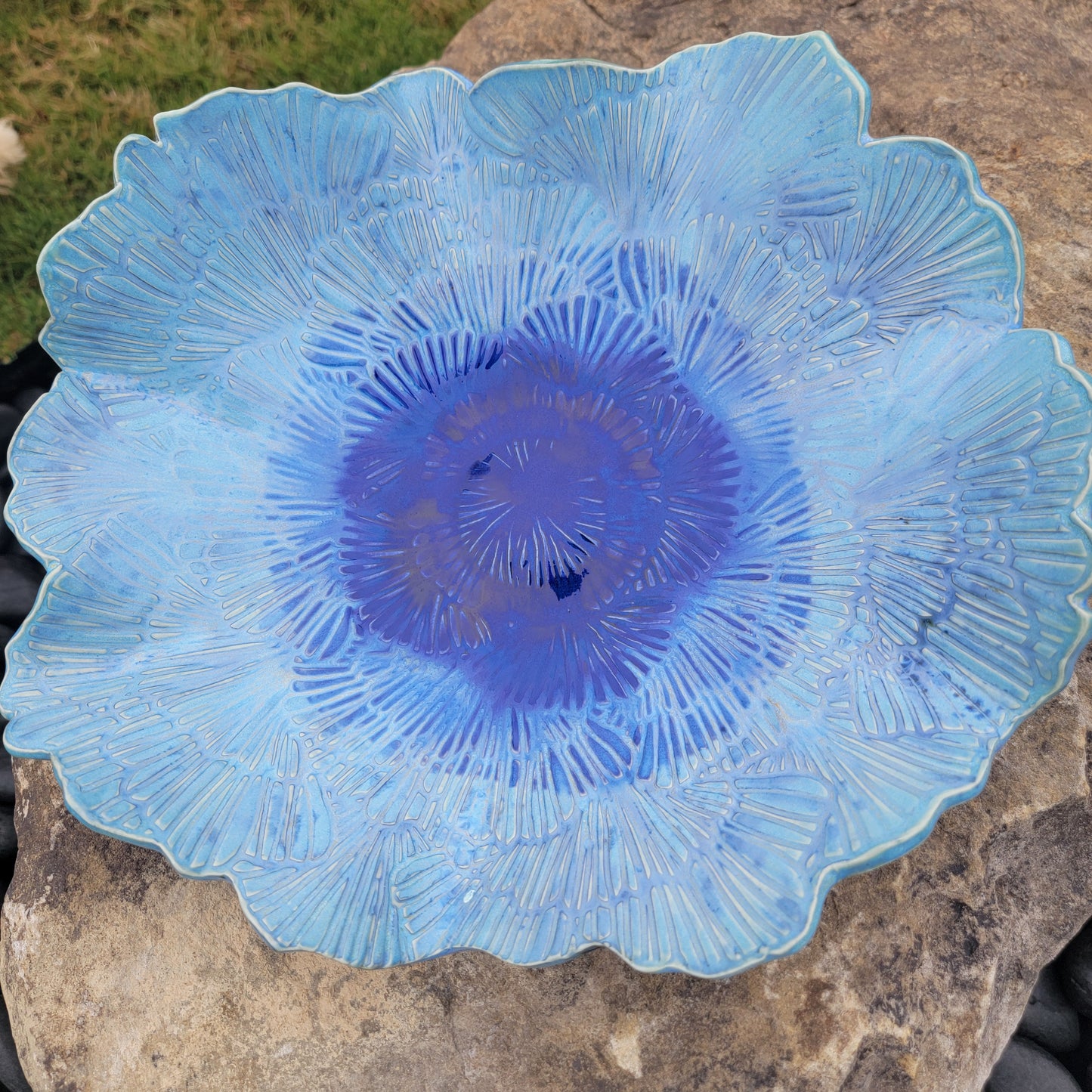 Blue Flower Shallow Bowl