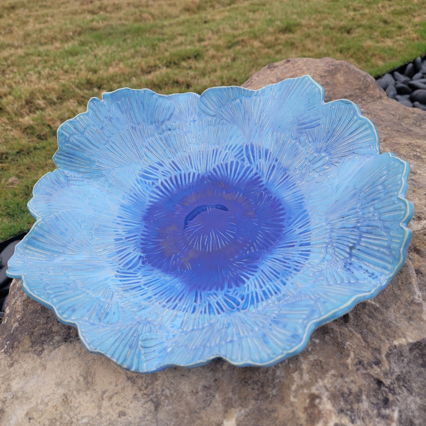 Blue Flower Shallow Bowl